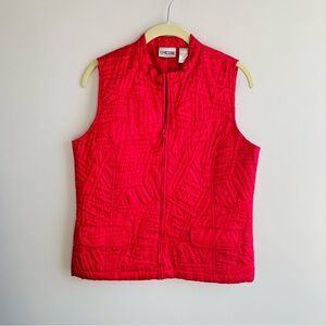 Chico's Vest Bright Pink Quilted Zip Front Vest Sleeveless Vibrant Casual Small